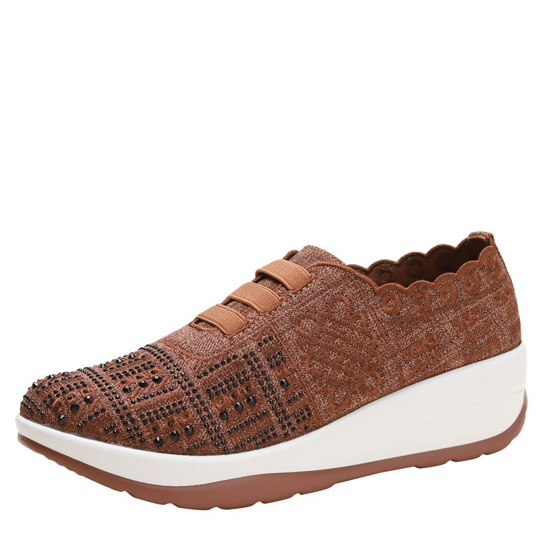 Dame mode sneakers med elegante dekorationssten og behagelig fodseng Stilla