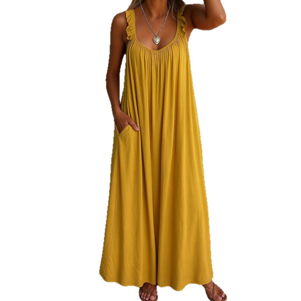 Dame Maxi-kjole med strapless pasform og luftig silhuet Skovae