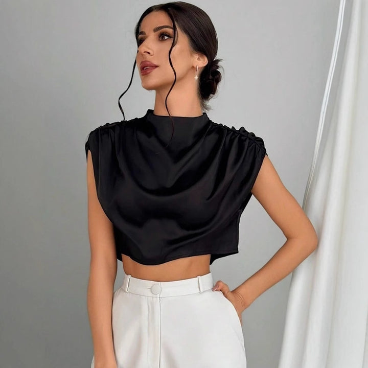 Damer Elegant Crop-Top med voluminøse ærmer og fint rygudskæring Skovae