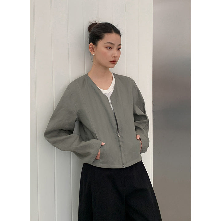 Damer cropped blazer med raffineret V-udskæring og skjult lynlås Stilla