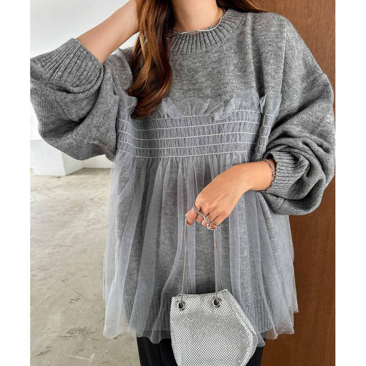 Kvinders oversized pullover med flæsedetaljer Stilla
