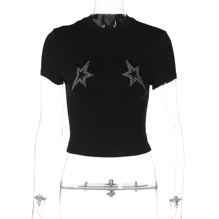 Dame kortærmet T-shirt med glimmer-design Stilla