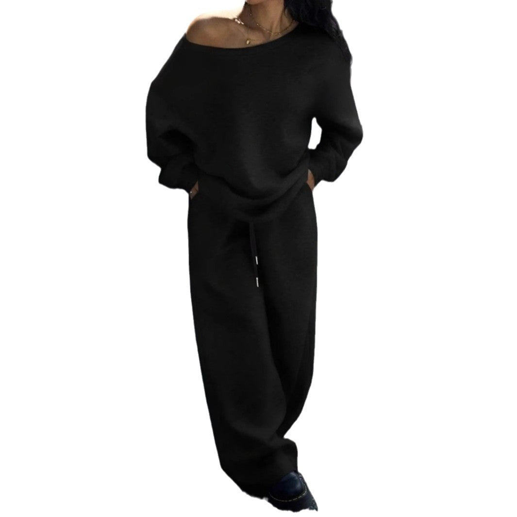 Kvinders oversized sweatshirt og brede fritidshorts sæt Skovae