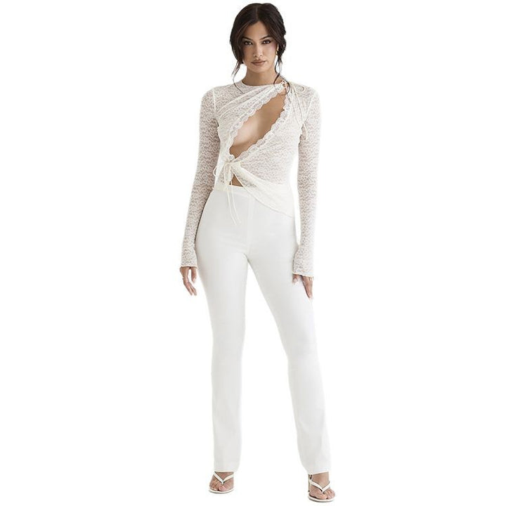 Dame spids bluse med asymmetrisk snit Stilla