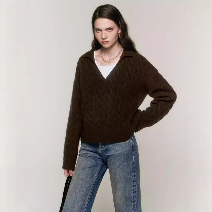 Dame Grovstrik Pullover med moderne V-udskæring og behagelig oversized pasform Stilla