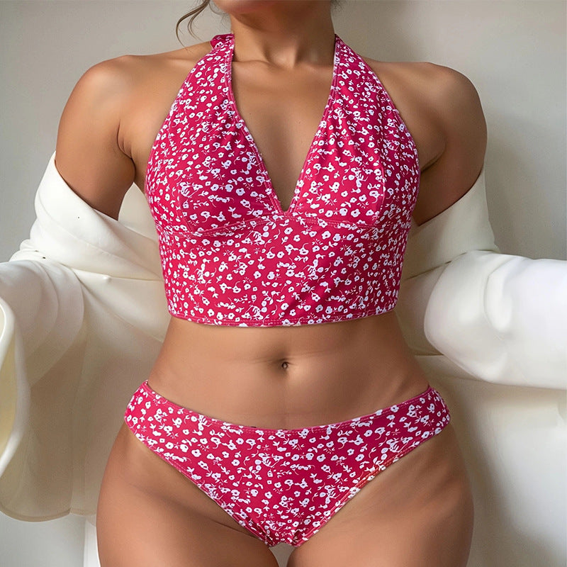Dame Crop-Bikini-Sæt med blomstret design Skovae