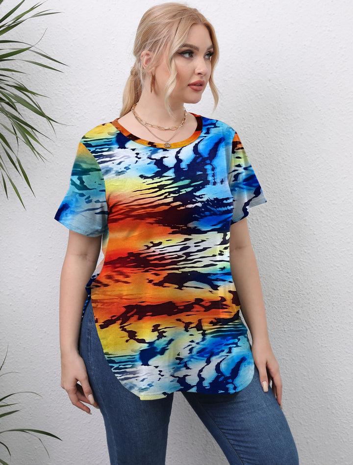 Dame afslappet T-Shirt med moderne batikdesign Skovae