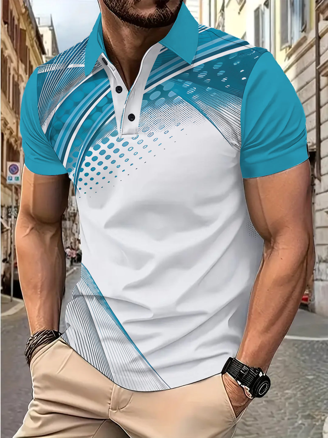 Herrer polo t-shirt med moderne grafikdesign og åndbare egenskaber Stilla