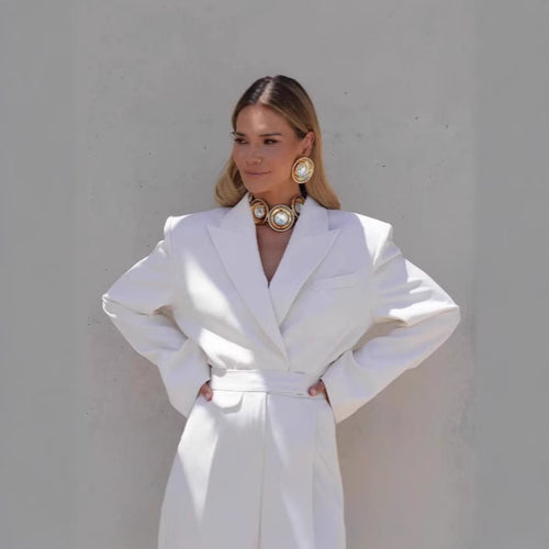 Dame Oversized Blazer med taljeret bælte Stilla