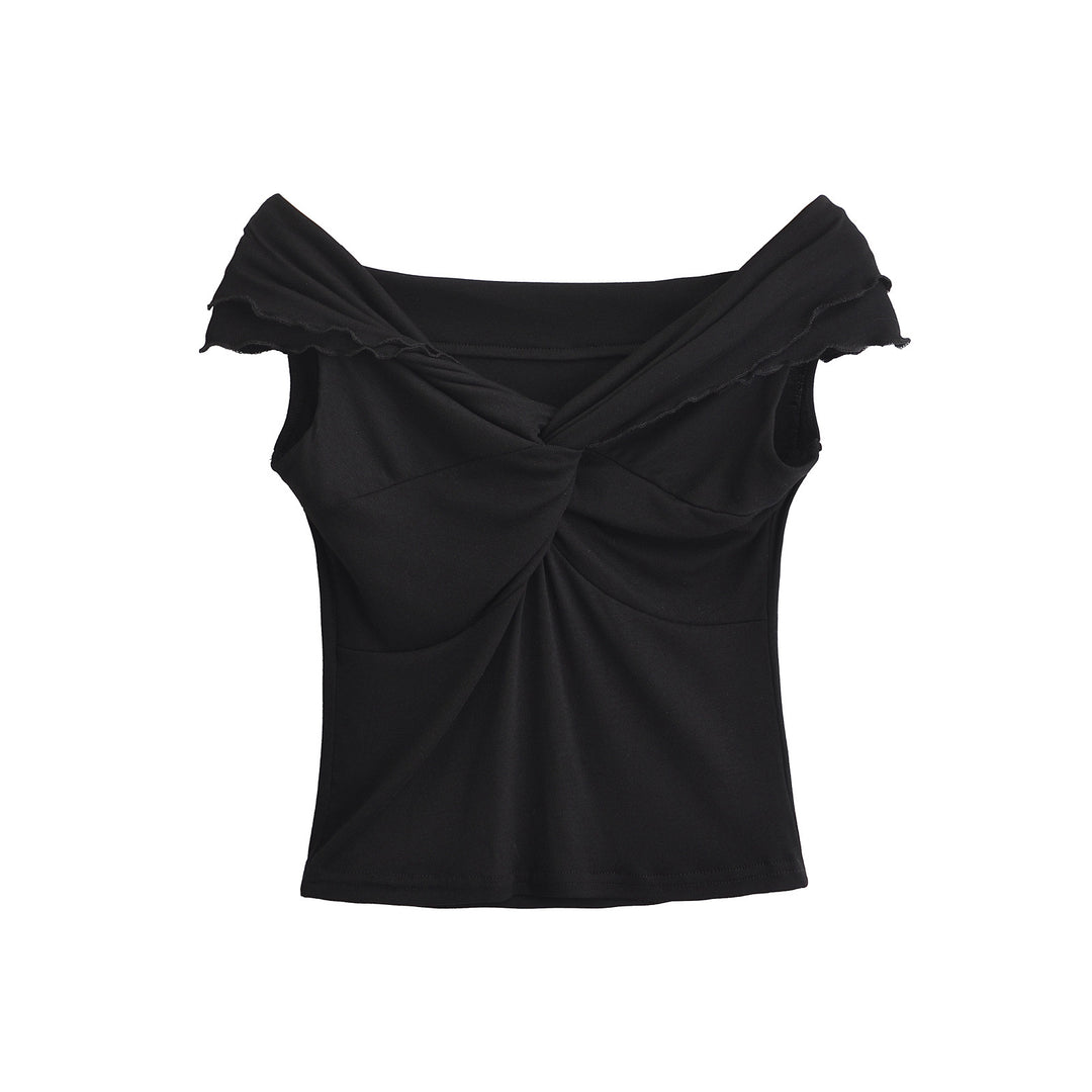 Dameoverdel med asymmetrisk omslagdesign og elegant drapering Stilla