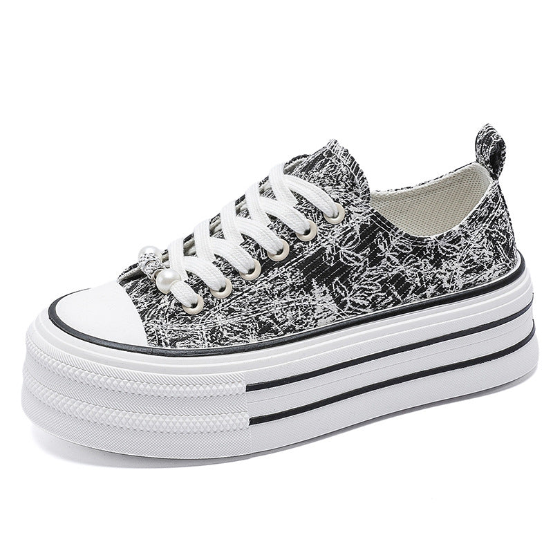 Dame Plateau-Sneakers med blomstermønster og tykt sålprofil Stilla