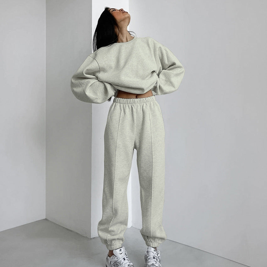 Dame afslappet sweatshirt- og jogger-sæt med elastisk talje og voluminøse ærmer Stilla