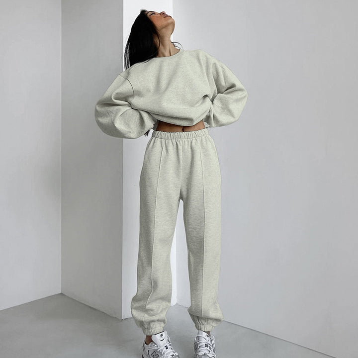 Dame afslappet sweatshirt- og jogger-sæt med elastisk talje og voluminøse ærmer Stilla