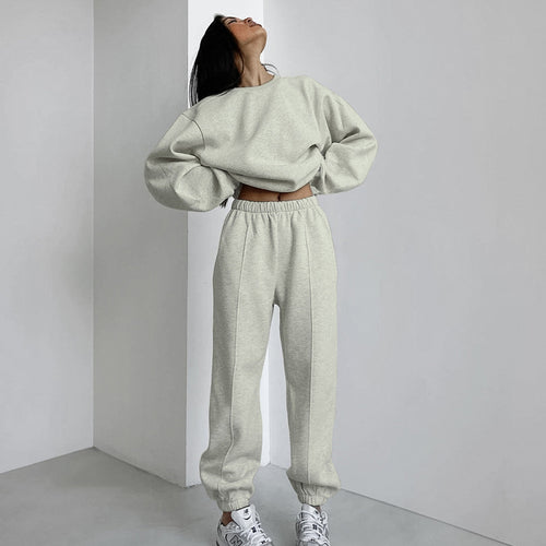 Dame afslappet sweatshirt- og jogger-sæt med elastisk talje og voluminøse ærmer Stilla