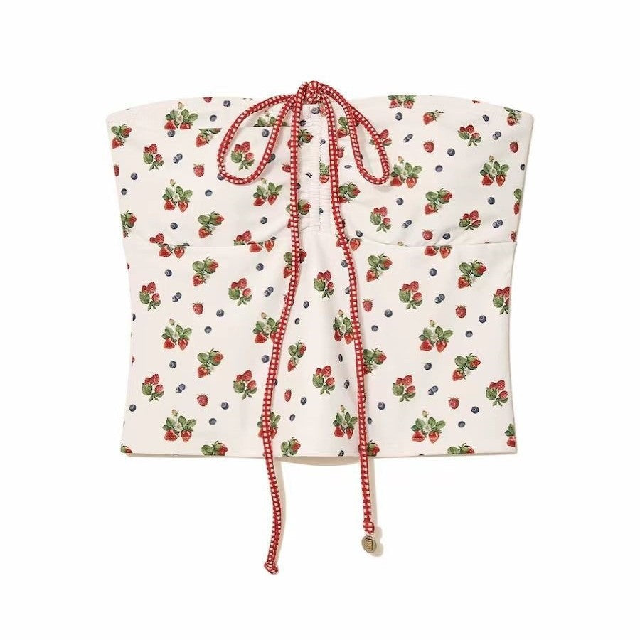 Dame bandeau-bikini-sæt med legesyg snøre-detalje Skovae