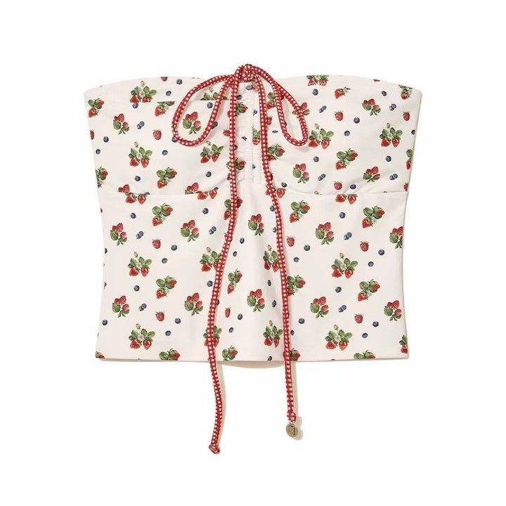 Dame bandeau-bikini-sæt med legesyg snøre-detalje Skovae