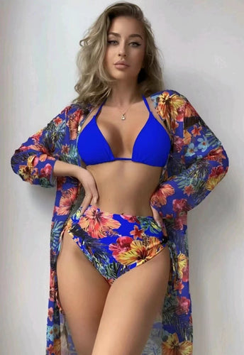 Dame bikini-sæt med højt skåret bukseområde og trendy overdel Stilla