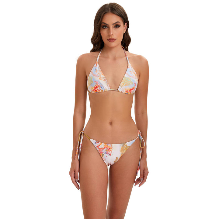 Dame Bikini-sæt med langærmet crop-top og blomsterdesign Skovae