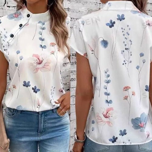 Damebluse med florale accenter og knapdetaljer Stilla