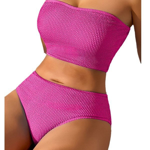 Dame bandeau bikini sæt med højt skårne trusser Skovae
