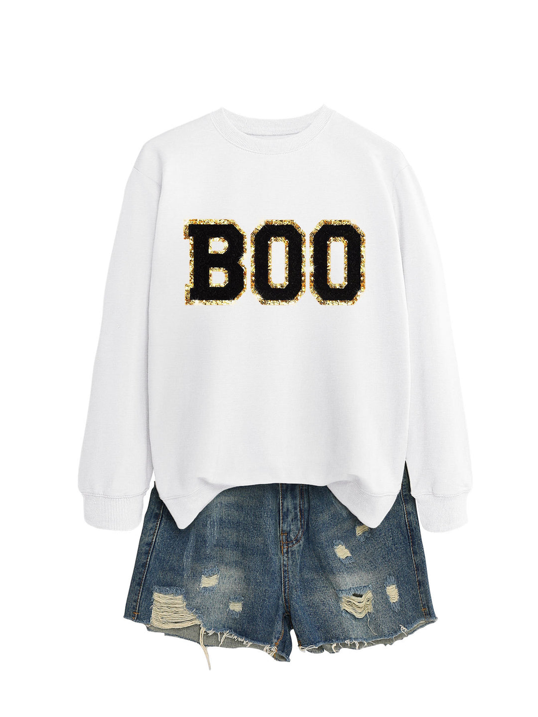 Dame sweatshirt med glitrende print Stilla
