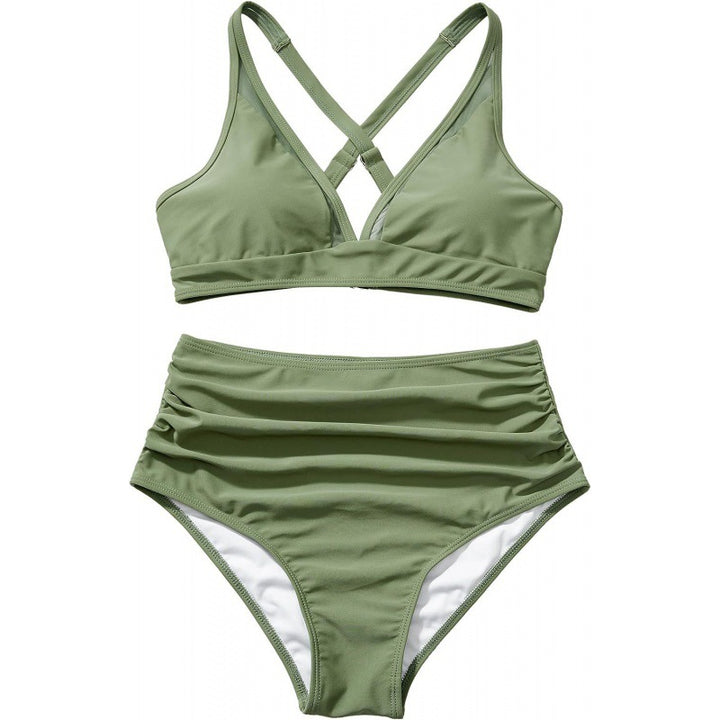 Dame bikini-sæt med modigt dyreprint og bicolor-design Skovae