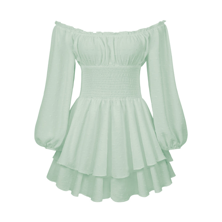 Dame Off-Shoulder Minikjole med voluminøse ærmer og ruffles design Stilla