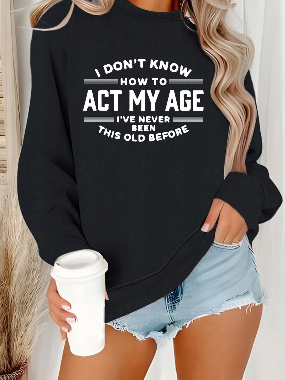 Kvinders sweatshirt med humoristisk print og afslappet pasform Stilla