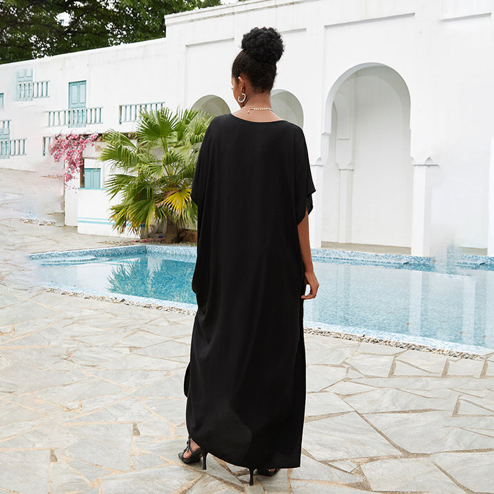 Dame Elegant Strandkåbe med florale Broderier Stilla