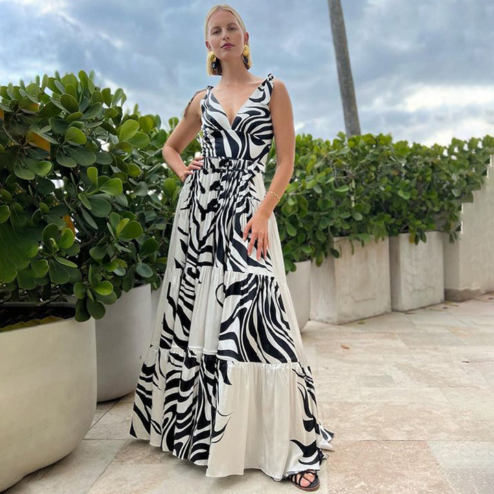 Dame ensartet badedragt med stilfuld zebra-design Skovae