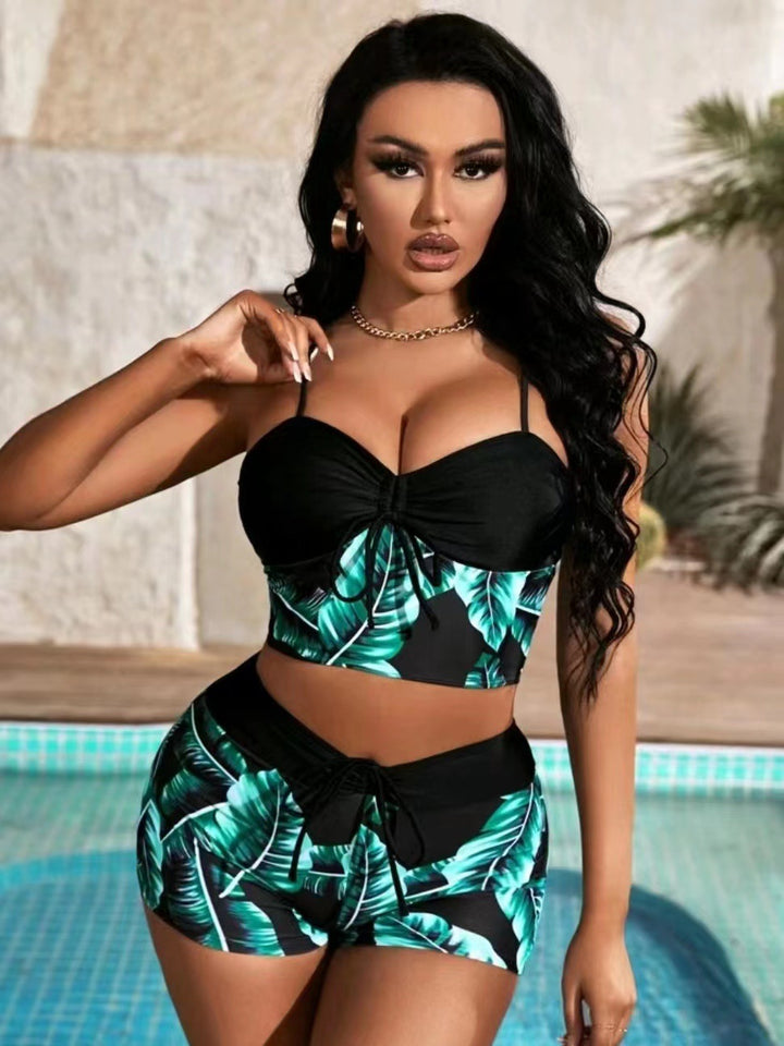Dame Sporty bikini sæt med crop top og shorts Skovae