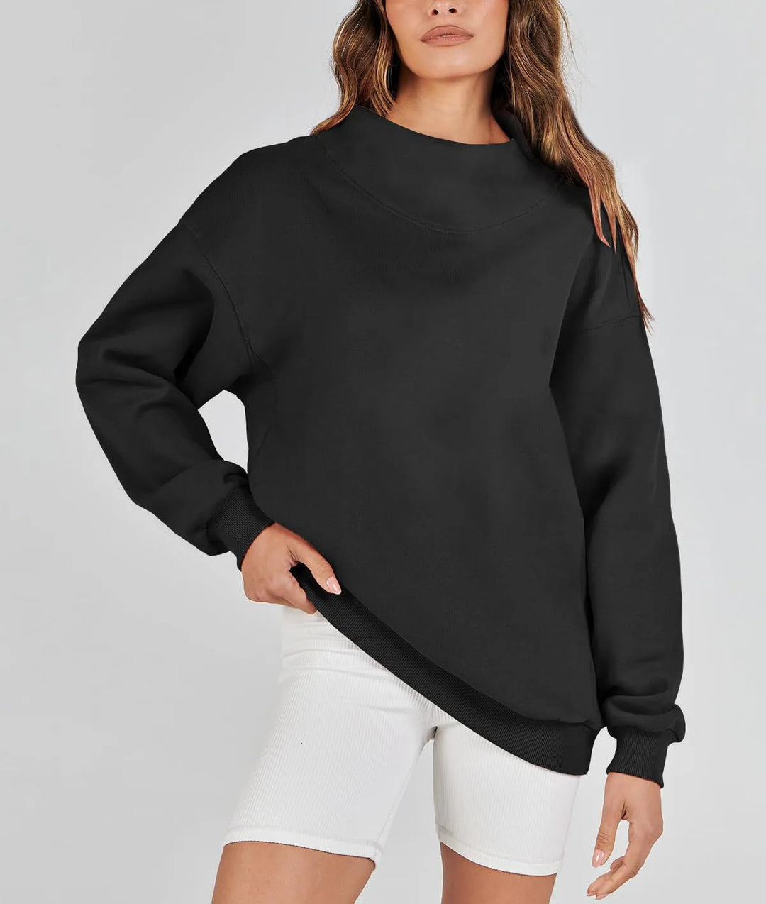 Damer afslappet oversized sweater lavet af blød bomuldsblanding med ribstrik-design Stilla