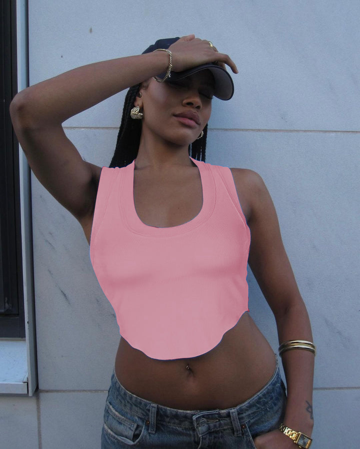 Dame Sporty Crop-Top med iøjnefaldende ribdesign Stilla