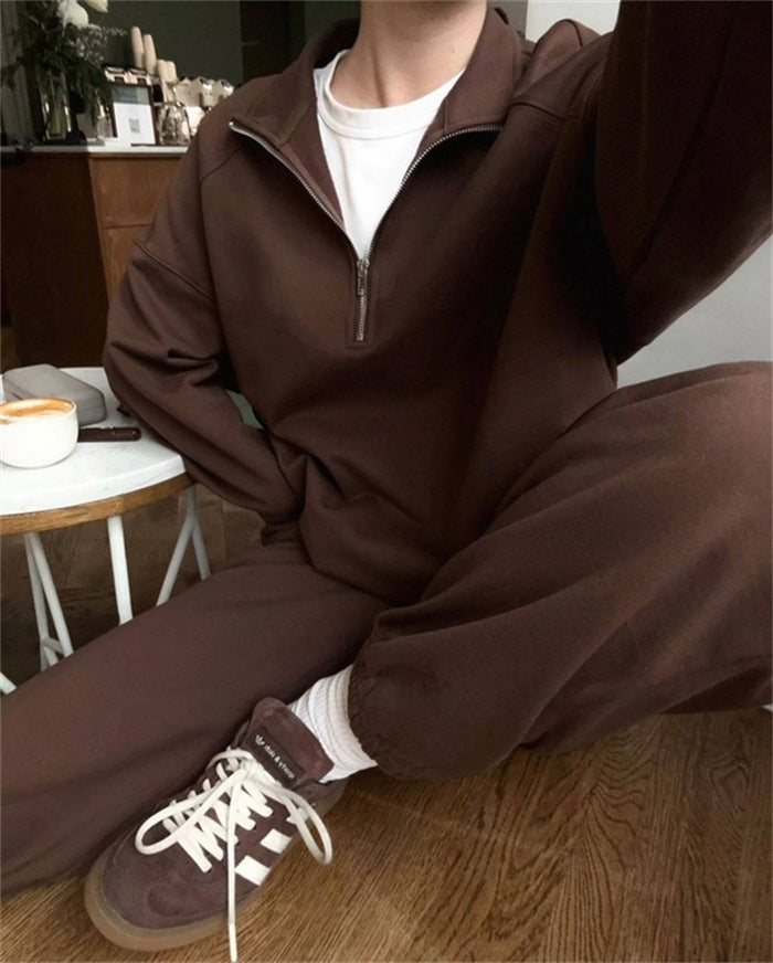 Kvinders sporty fleece jogging sæt med lynlås Skovae