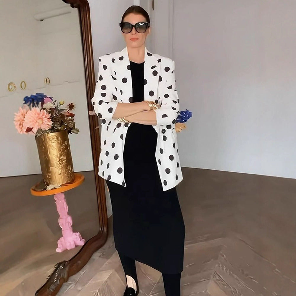 Dame moderigtig blazer med prikker Stilla