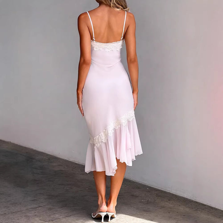 Dame Sexy Wrap Kjole med Spidsdetaljer Skovae