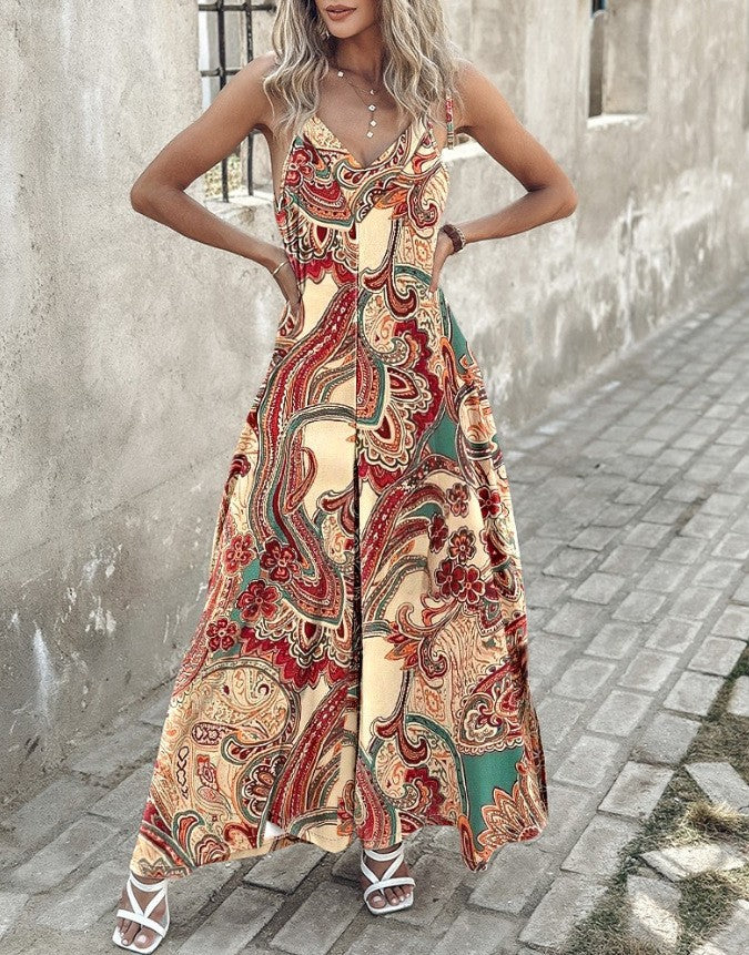 Dame Bohemian Paisley mønster Maxikjole Stilla