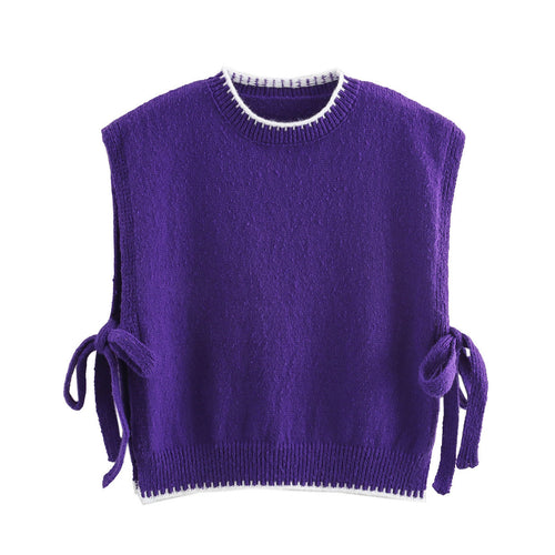 Dame Casual Strik Uden Ærmer Sweater med Justerbare Bånd Stilla