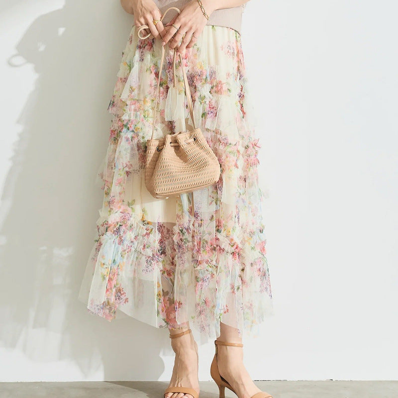 Dame lagdeling blomster maxi nederdel Stilla