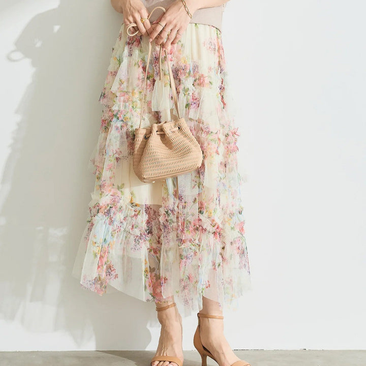 Dame lagdeling blomster maxi nederdel Stilla