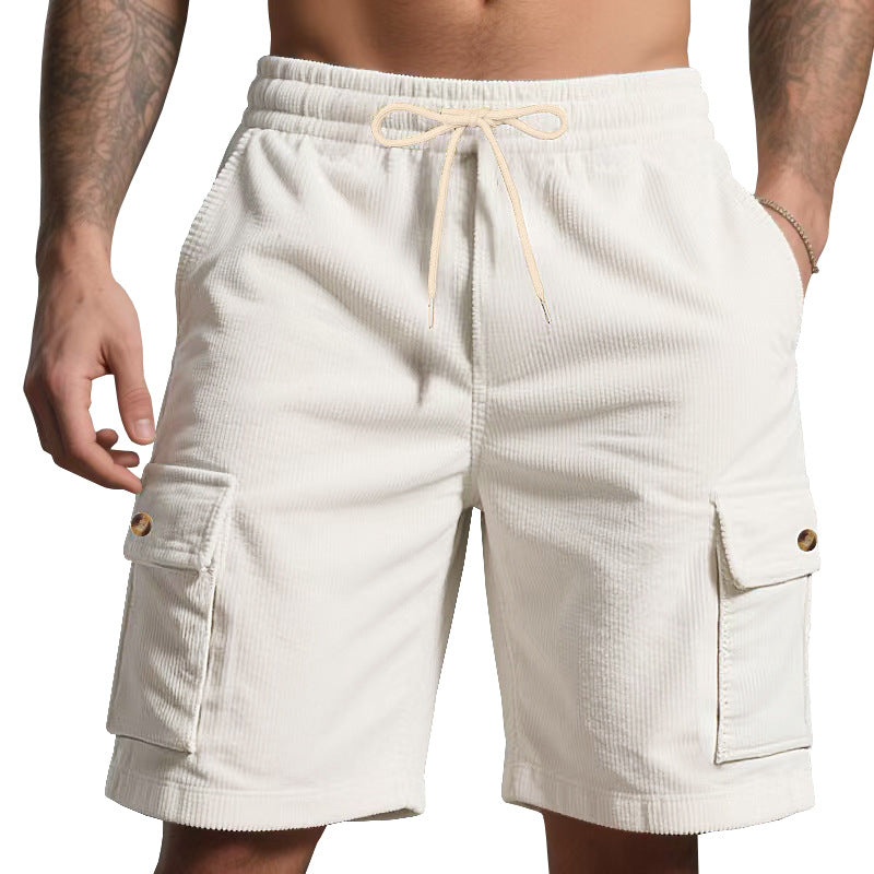 Herren nan Cord-Cargo-Shorts med elastisk tunnelstræk, påsyede cargolommer og blød bomuldsblanding Skovae