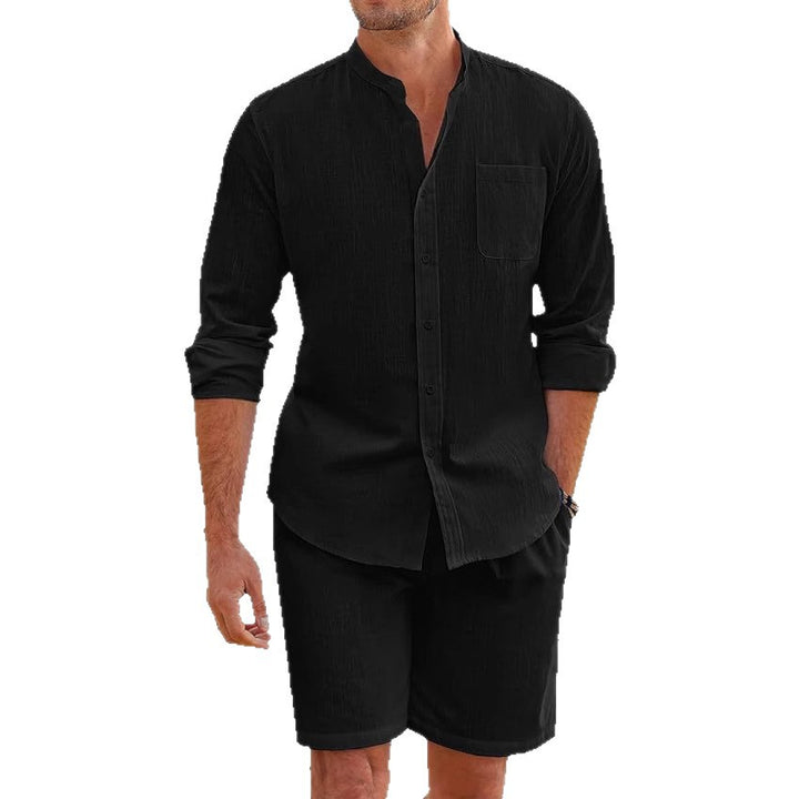 Herrer Casual Linnedragt sæt med kort skjorte og komfortable shorts Stilla