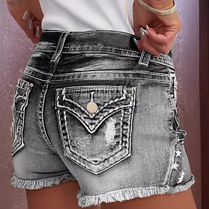 Dame Jeans-shorts i vintage-stil Stilla