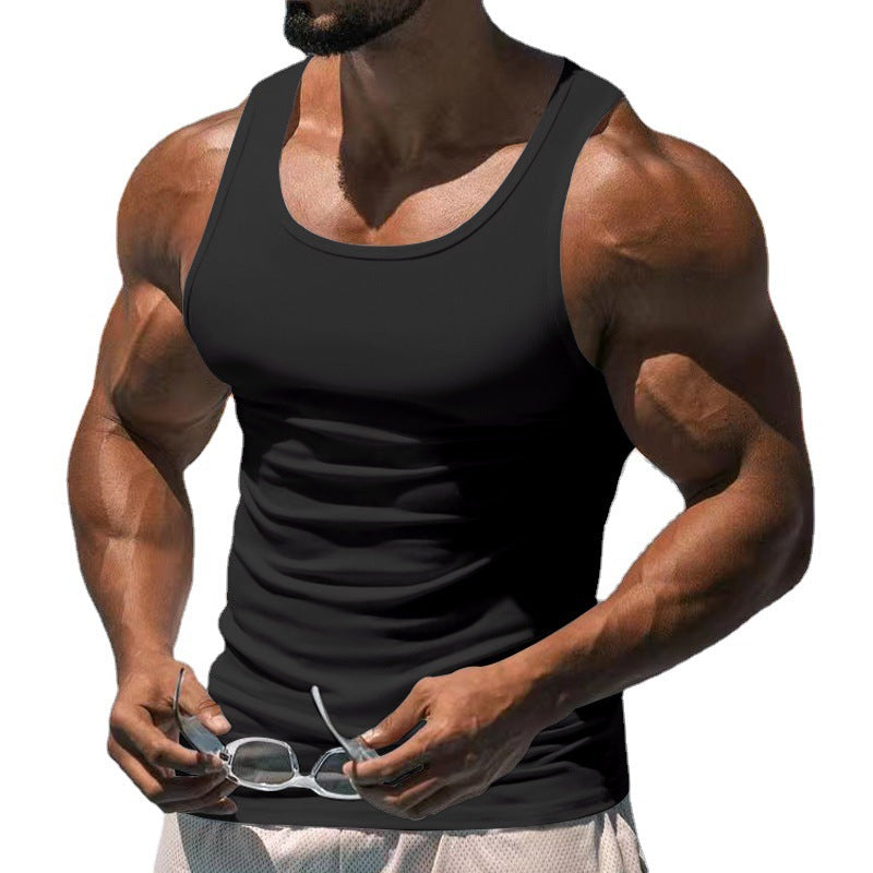Herren nan figurbetonet funktionelt tanktop med høj armudskæring og stretch jersey Skovae