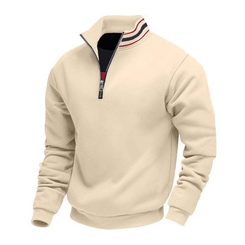 Herren nan Halvzip-sweatshirt med sporty ringkrave og blødt fleece-foring Skovae