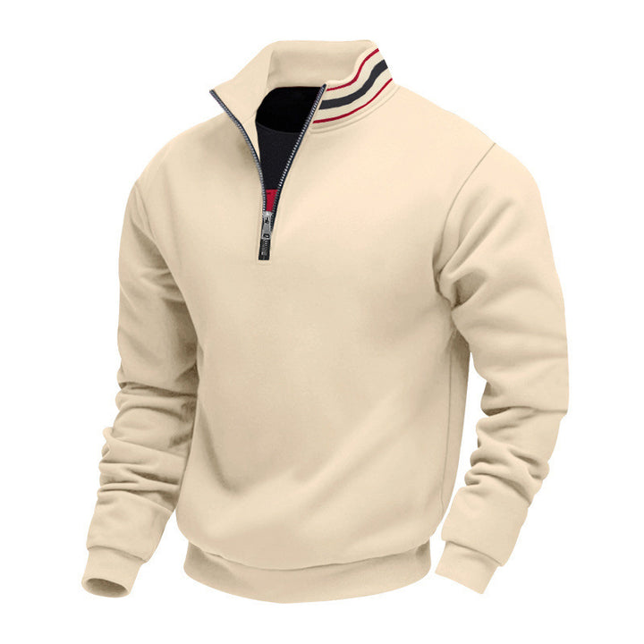 Herren nan Halvzip-sweatshirt med sporty ringkrave og blødt fleece-foring Skovae
