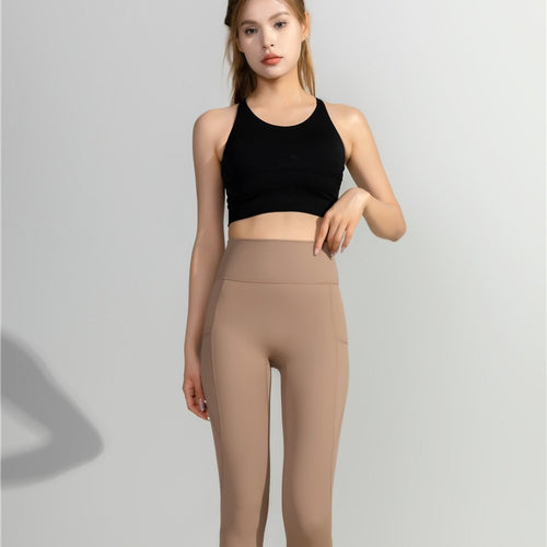Dame High-Waist Yoga Leggings med sidelomme Stilla