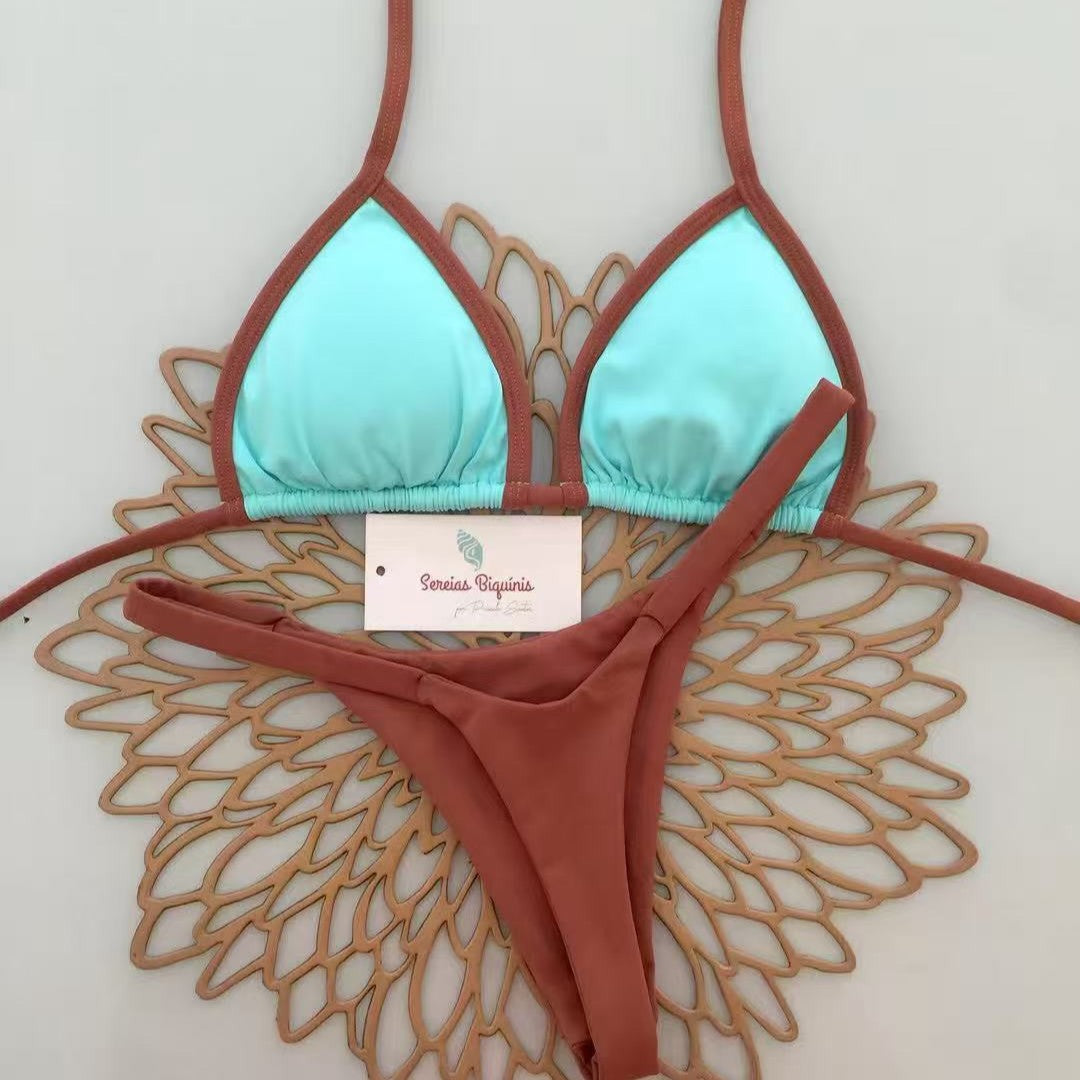 Dame triangel-bikini med frisk melonmønster Skovae