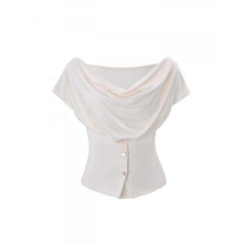 Damen Off-Shoulder Oberteil mit Knopfdetails Skovae