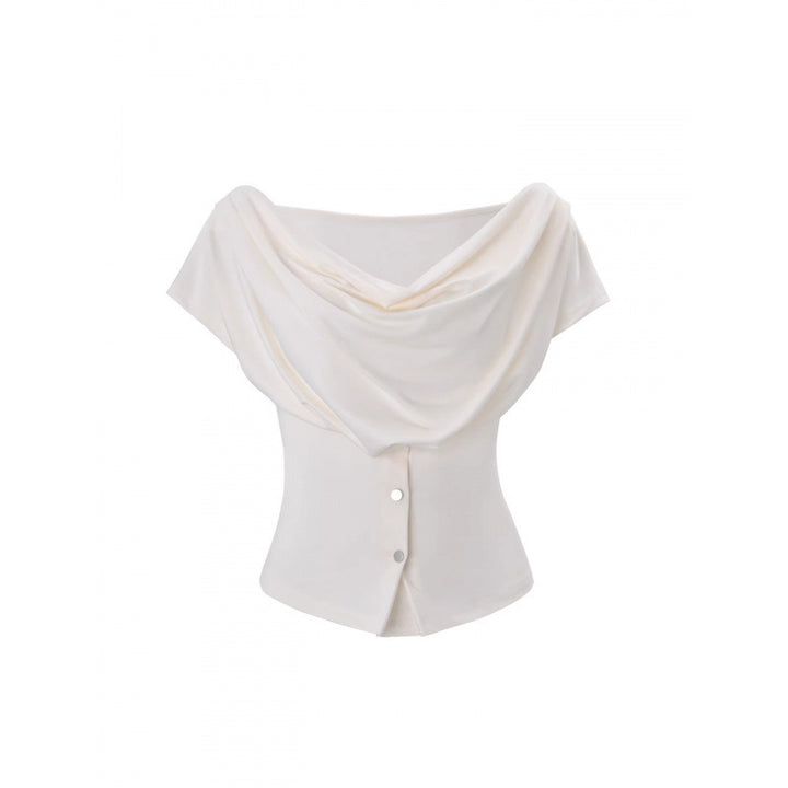 Damen Off-Shoulder Oberteil mit Knopfdetails Skovae